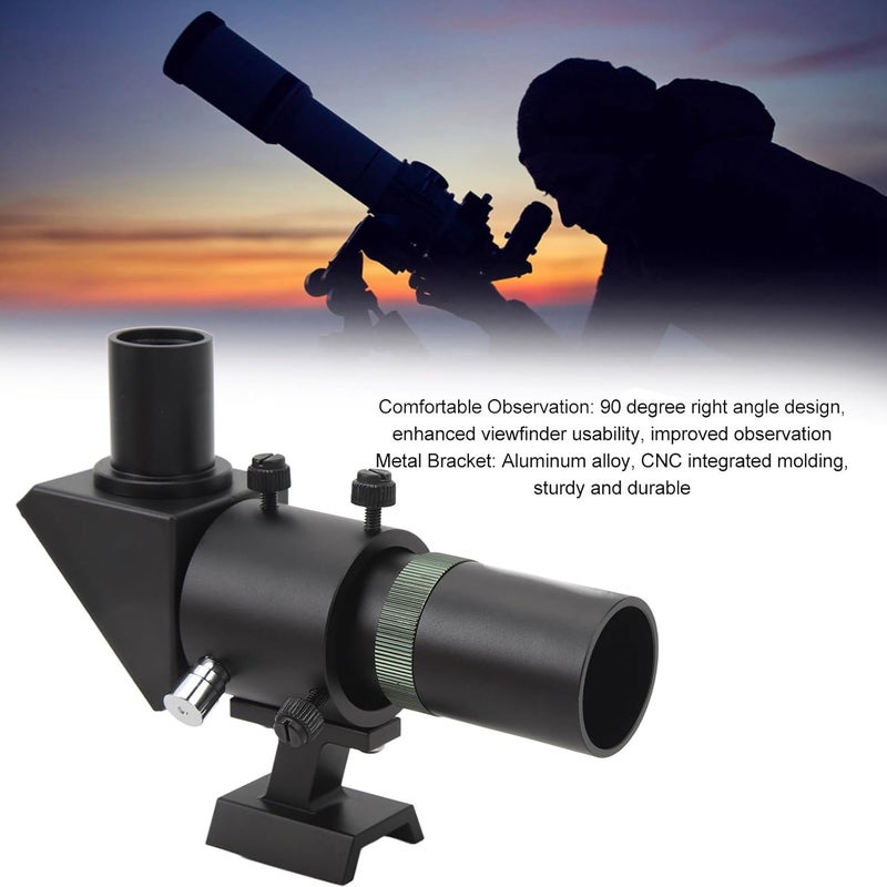 Sanpyl Right Angle Viewfinder, 30mm Large Aperture Finderscope, 120mm Focal Length 6X Magnification Right Angle Correct Image Optical Finder, Metal Bracket, for Astronomical Telescope - Image 2